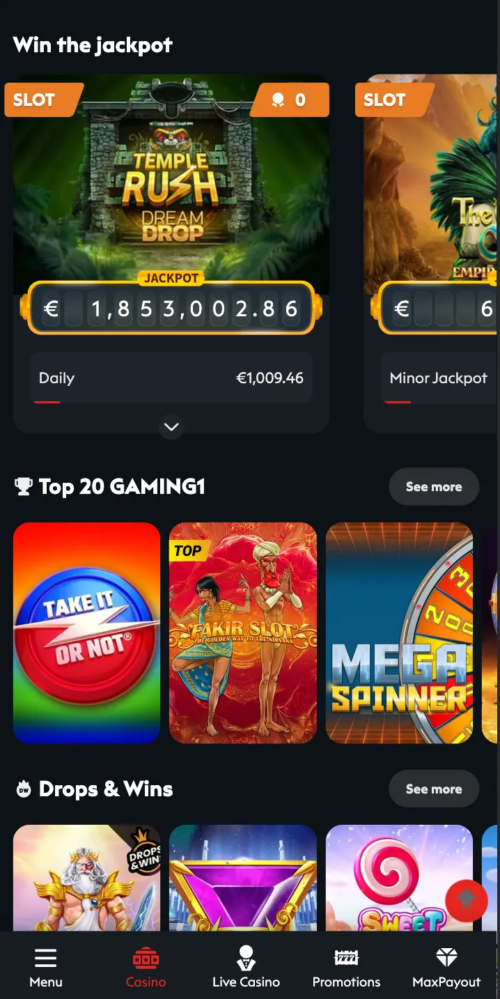 Interfejs mobilnej wersji kasyna 777 Casino na ekranie telefonu komórkowego